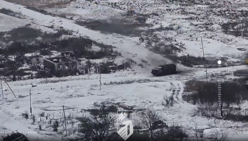 WATCH: Azov Pummels Russian Armored Column Near Dobropillya