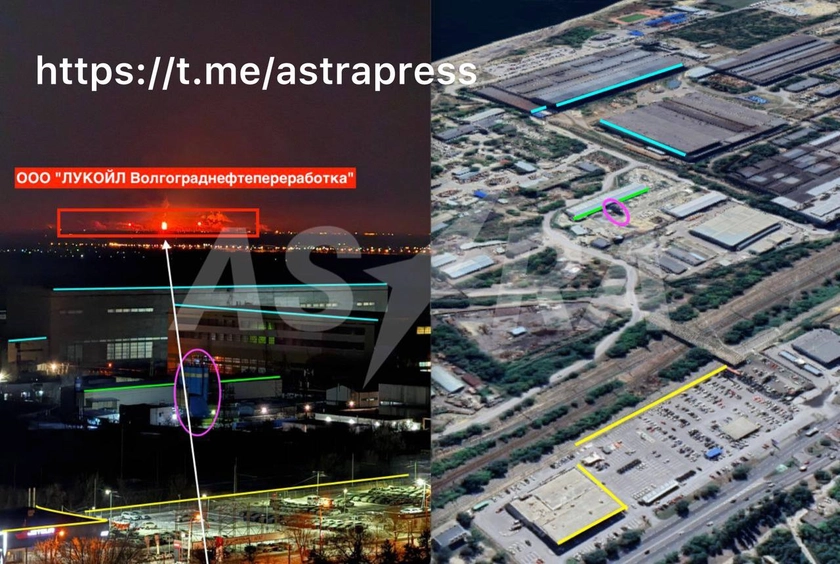 Major Lukoil Refinery in Volgograd Catches Fire as 108 Drone Barrage Strikes Russia