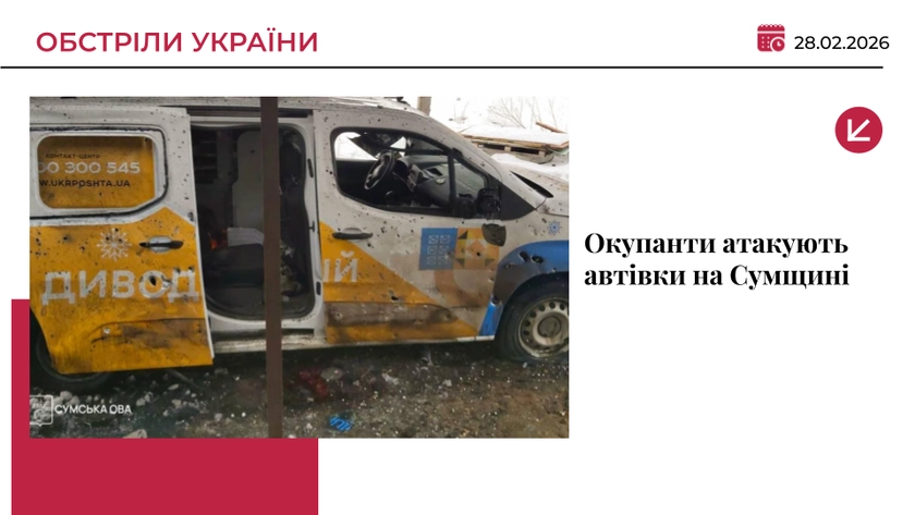 Окупанти вдарили по авто «Укрпошти» на Сумщині