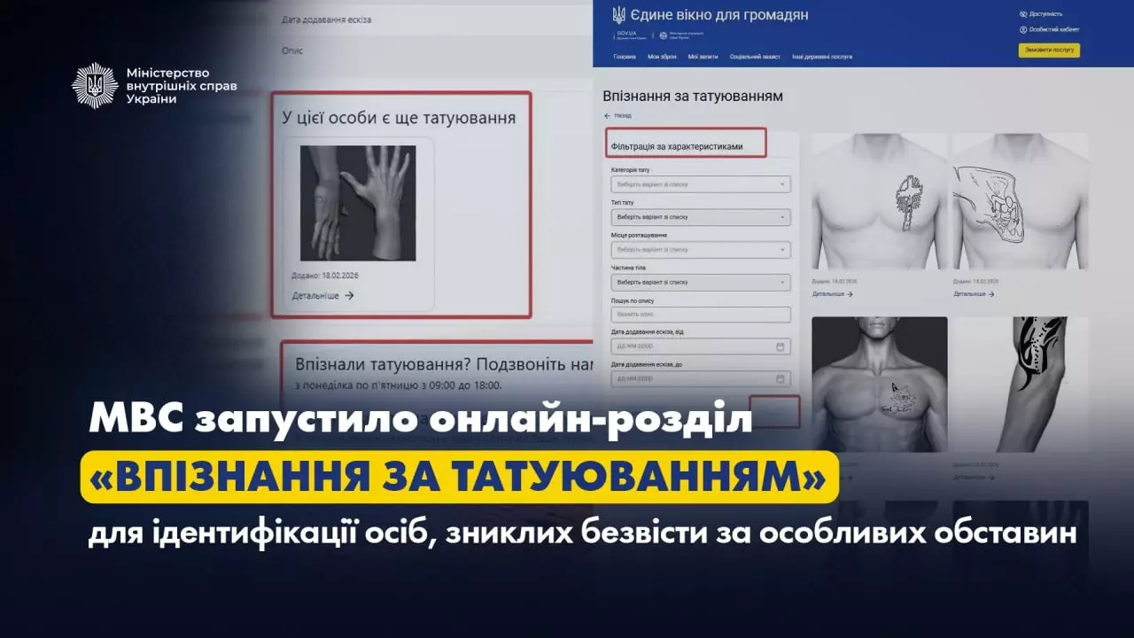 МВС створило сервіс для впізнання зниклих безвісти за татуюваннями