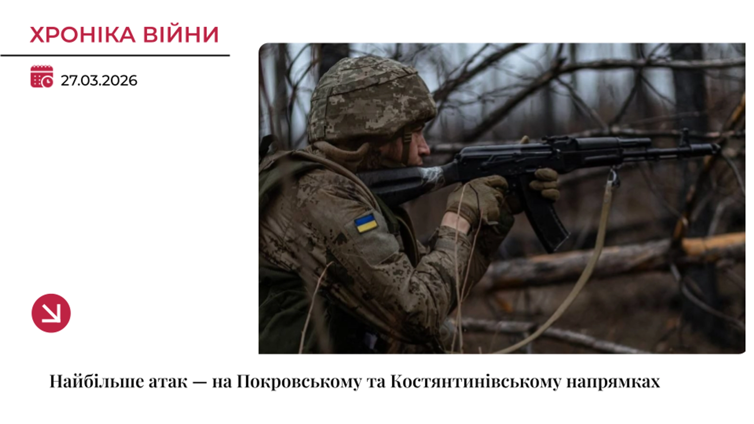 Хроніка війни: Найбільше атак — на Покровському та Костянтинівському напрямках