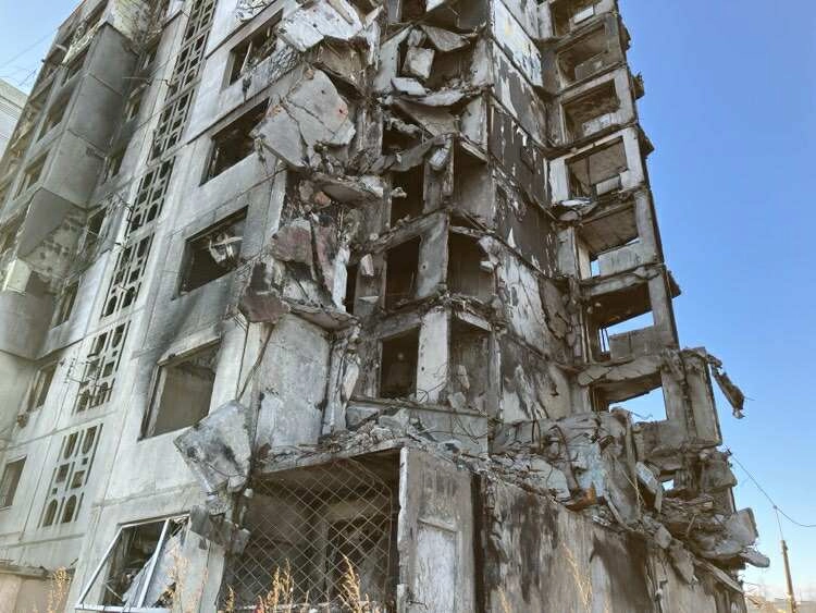 A destroyed building in Borodianka. (Photo by  Sergii Kostezh / Kyiv Post)