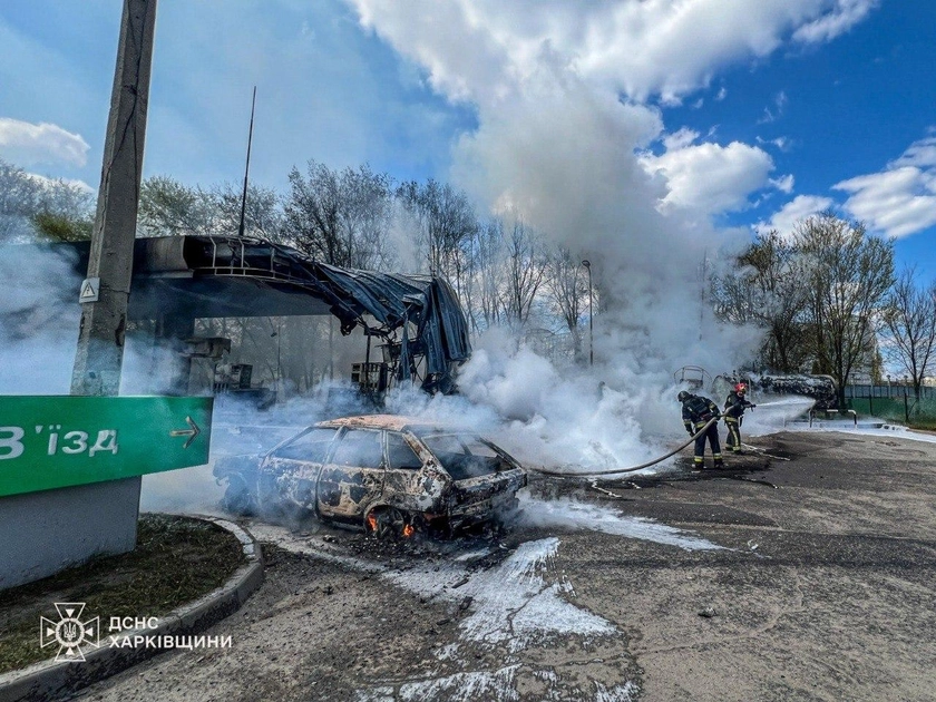 Six Wounded as Russian Drones Massively Target Kharkiv Gas Stations