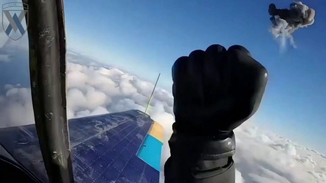 A Ukrainian rear gunner celebrates an air kill on a Shahed. (Photo: ukraine_defence / Instagram)