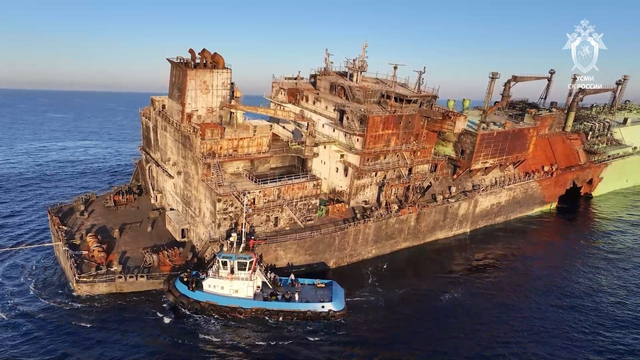 Russia Releases Photos of ‘Arctic Metagaz’ Tanker Hit by Kyiv’s Mediterranean Drones in March
