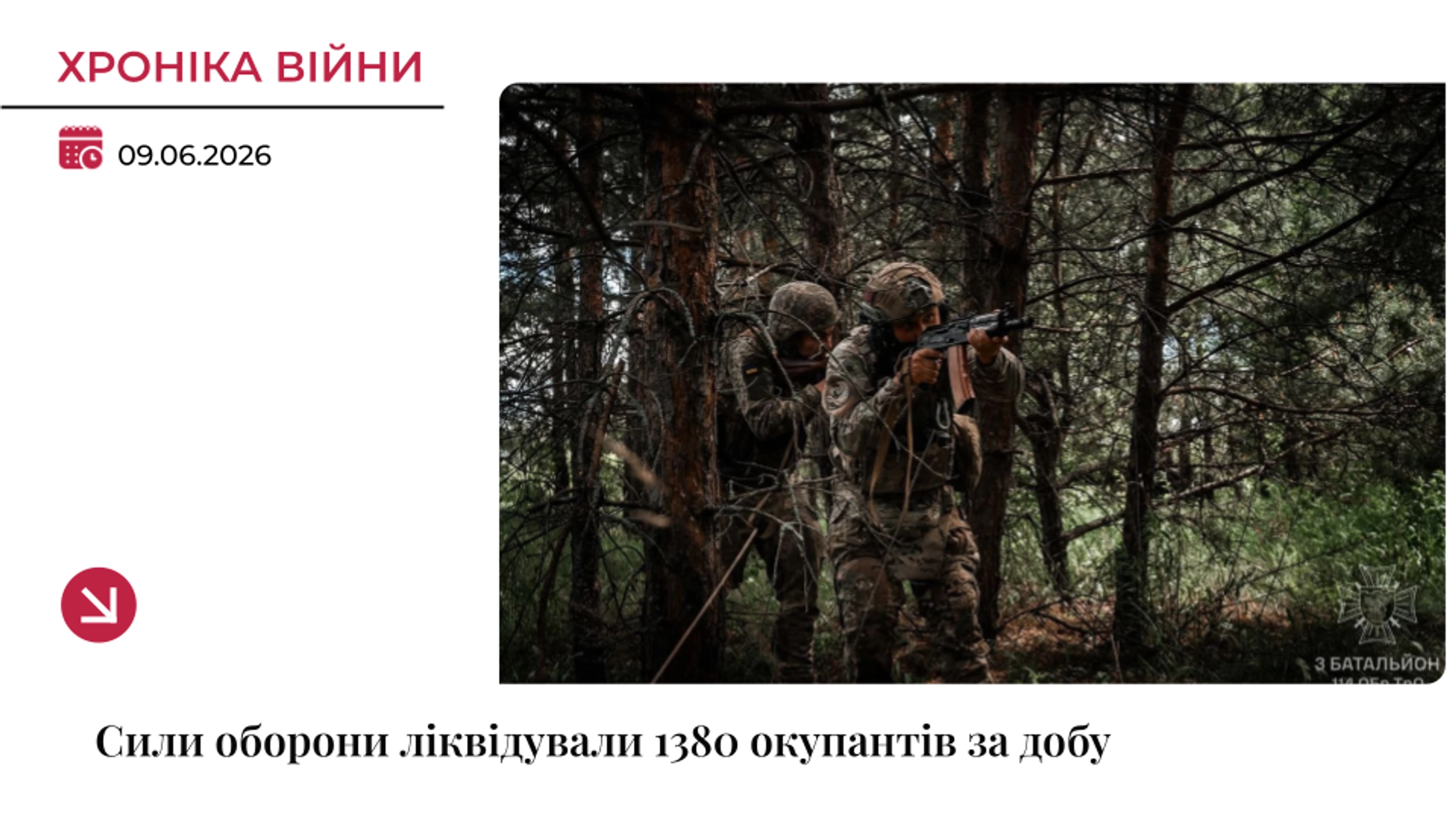 Хроніка війни: Сили оборони ліквідували 1380 окупантів за добу
