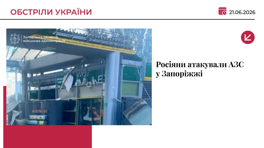 У Запоріжжі російський дрон атакував АЗС, у Харкові - влучив у парковку біля ТЦ