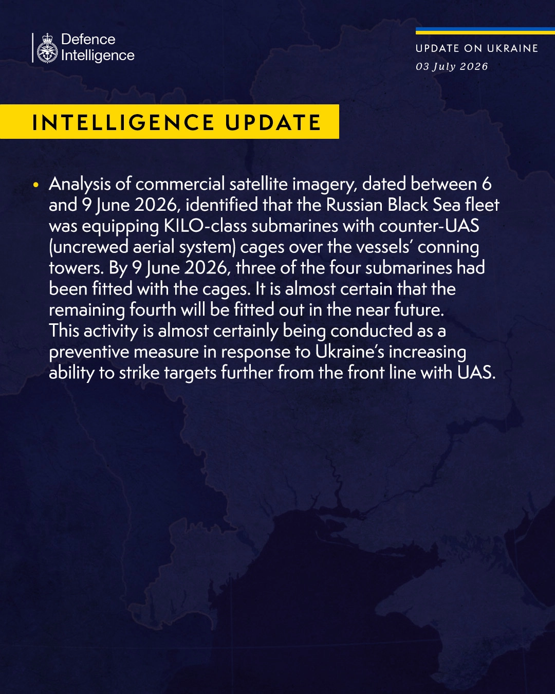 British Defence Intelligence Update Ukraine July 3, 2026