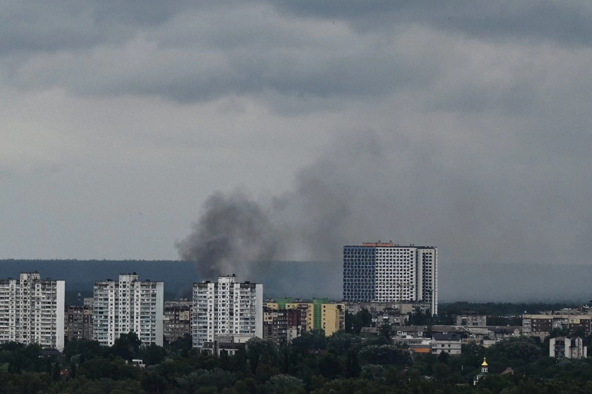 Russian Ballistic Missile Attack on Kyiv Sparks Fires in Two Districts