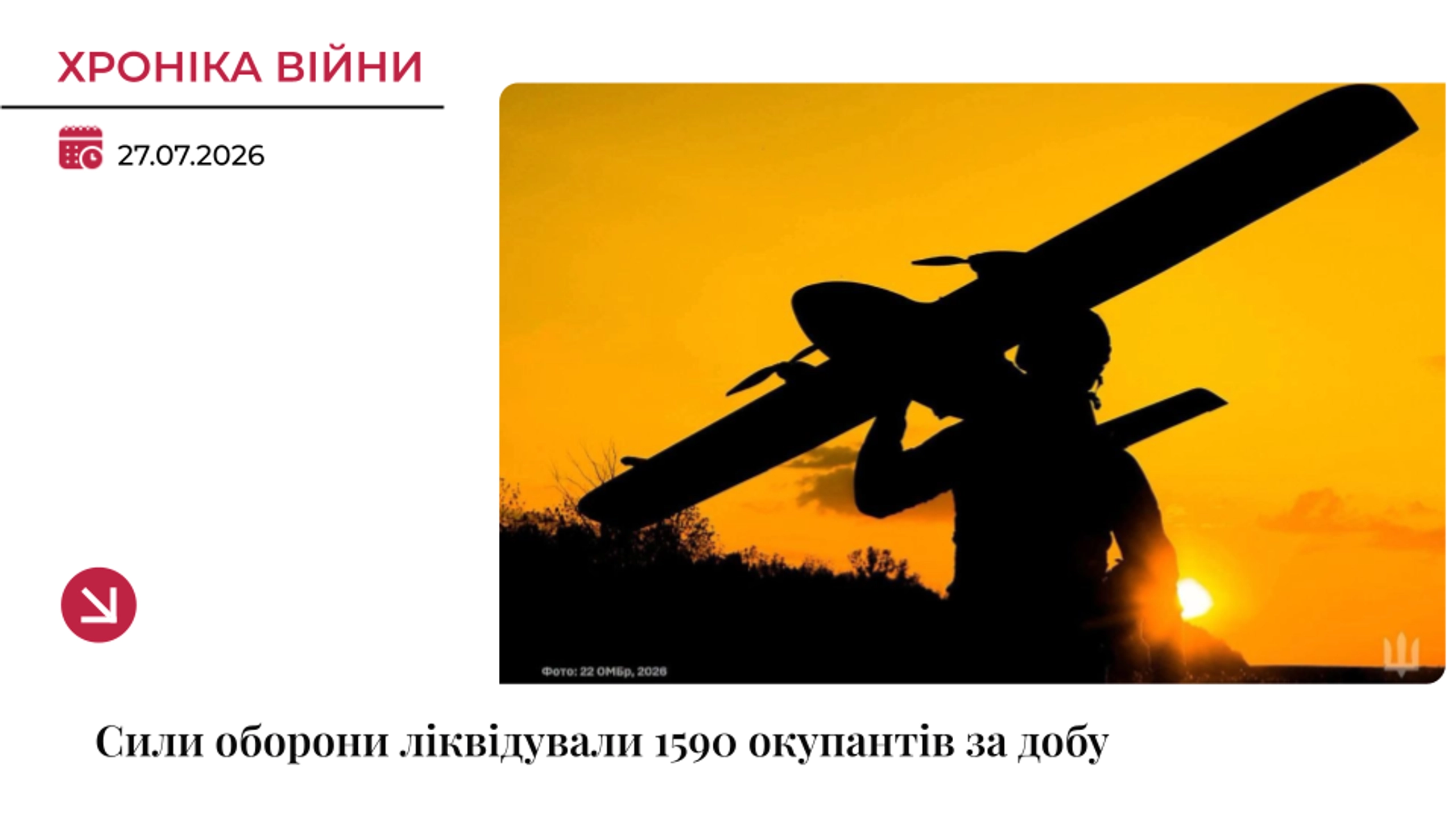 Хроніка війни: За добу українські військові ліквідували 1590 окупантів